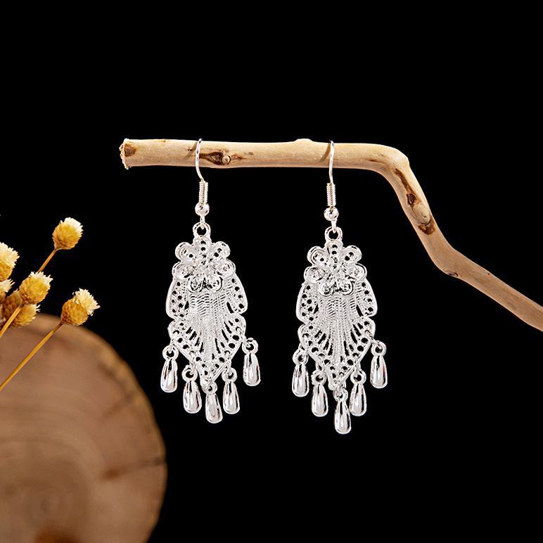 Colorful Long Feather Tassel Scenic Spot Earrings