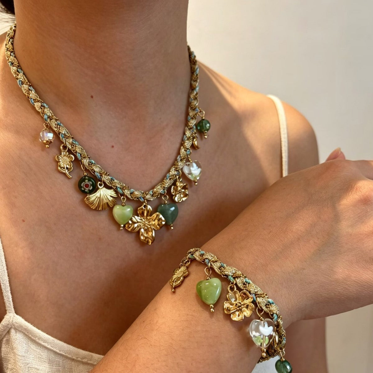 Women's French Style Design Synthetic Resin Love Stainless Necklace