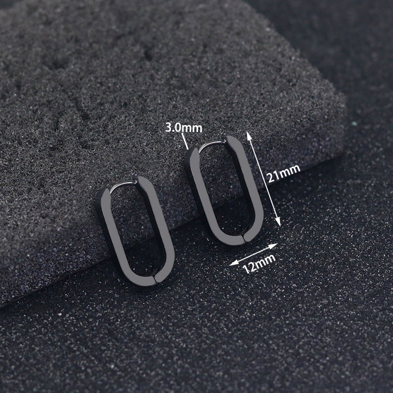 Steel Geometric Personality Hexagon Ear Clip Simple Square Earrings