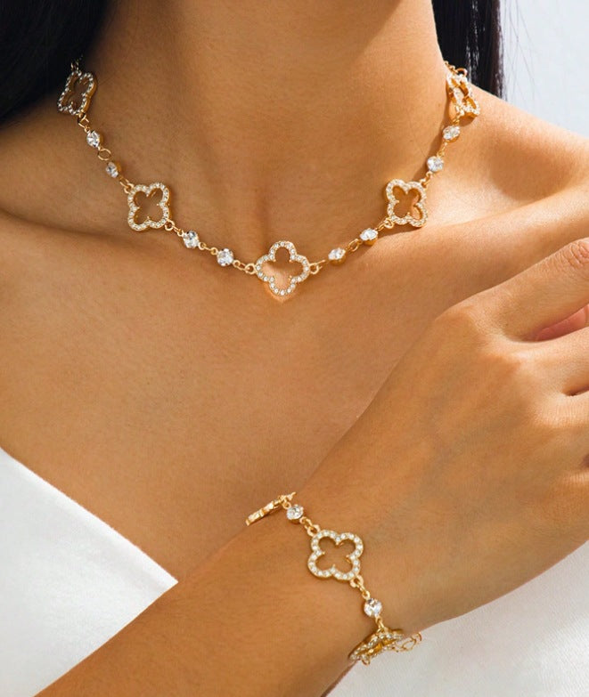 Women's Simple Sweet Lucky Four-leaf Clover Diamond Affordable Luxury Fashion Bracelet