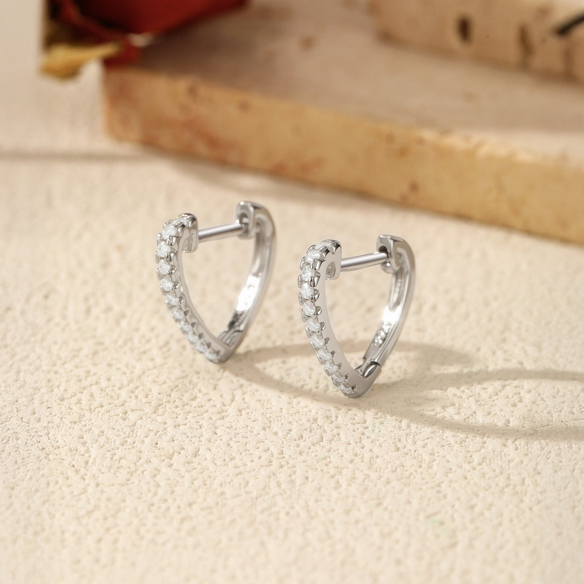 Heart-Shaped D-Color VVS1 Moissanite Accent Earrings in Sterling Silver