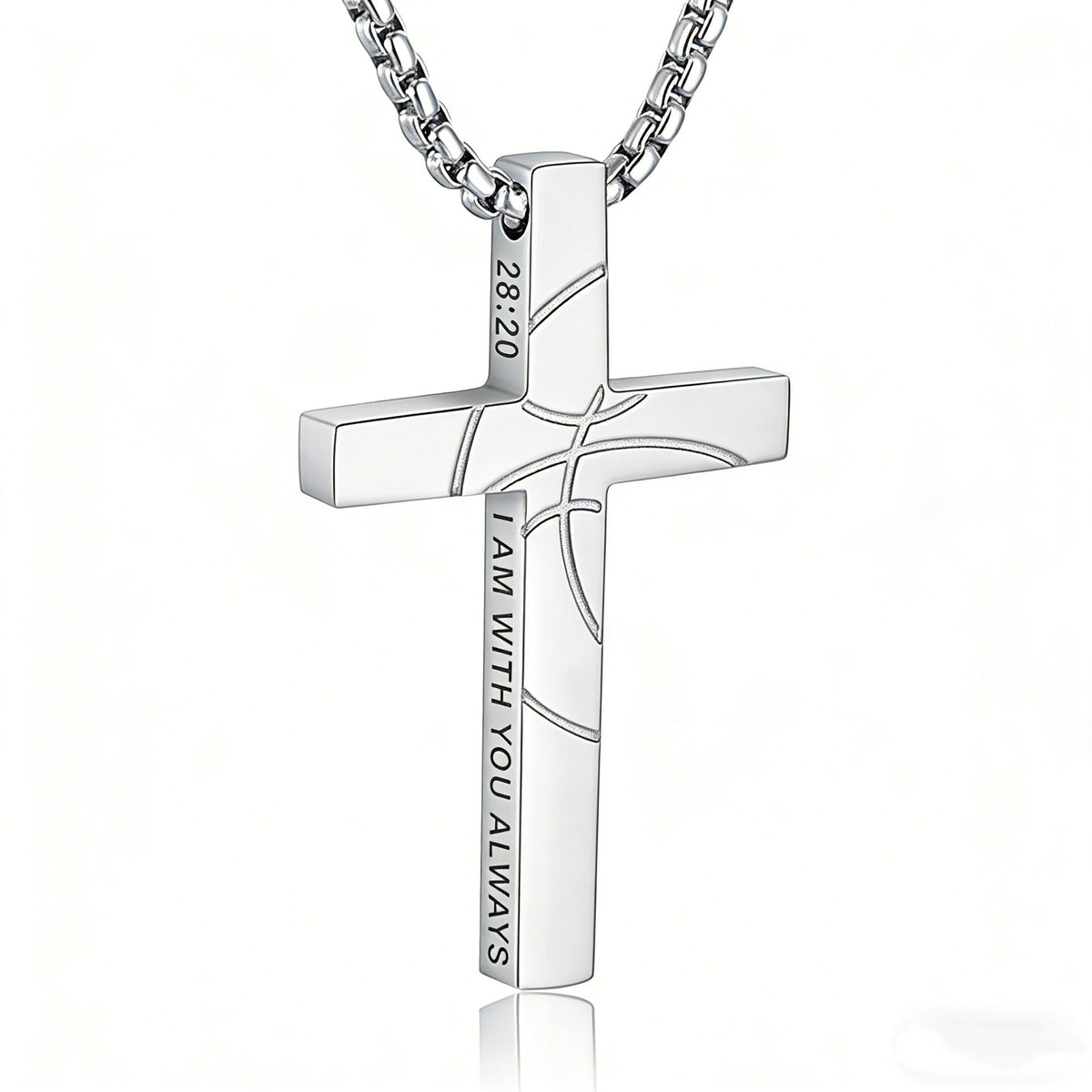 Men's Basketball Cross Double-sided Lettering Inspirational Scripture Personalized Necklace