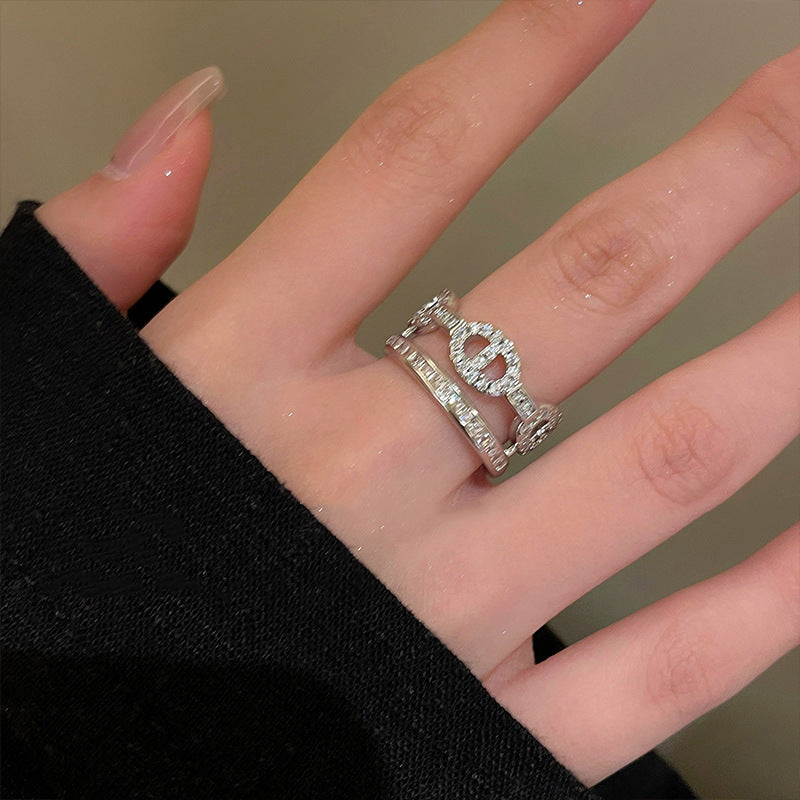 Flash Zircon Pig Nose Female Unpopular Niche Index Finger Ring