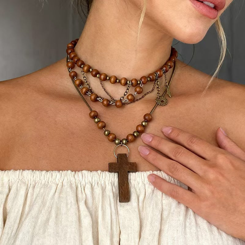 Style Vintage Brown Fashion Design Exaggerated Exquisite Necklace