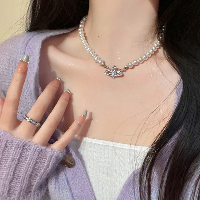 Saturn Pearl Light Luxury Clavicle Chain Necklaces