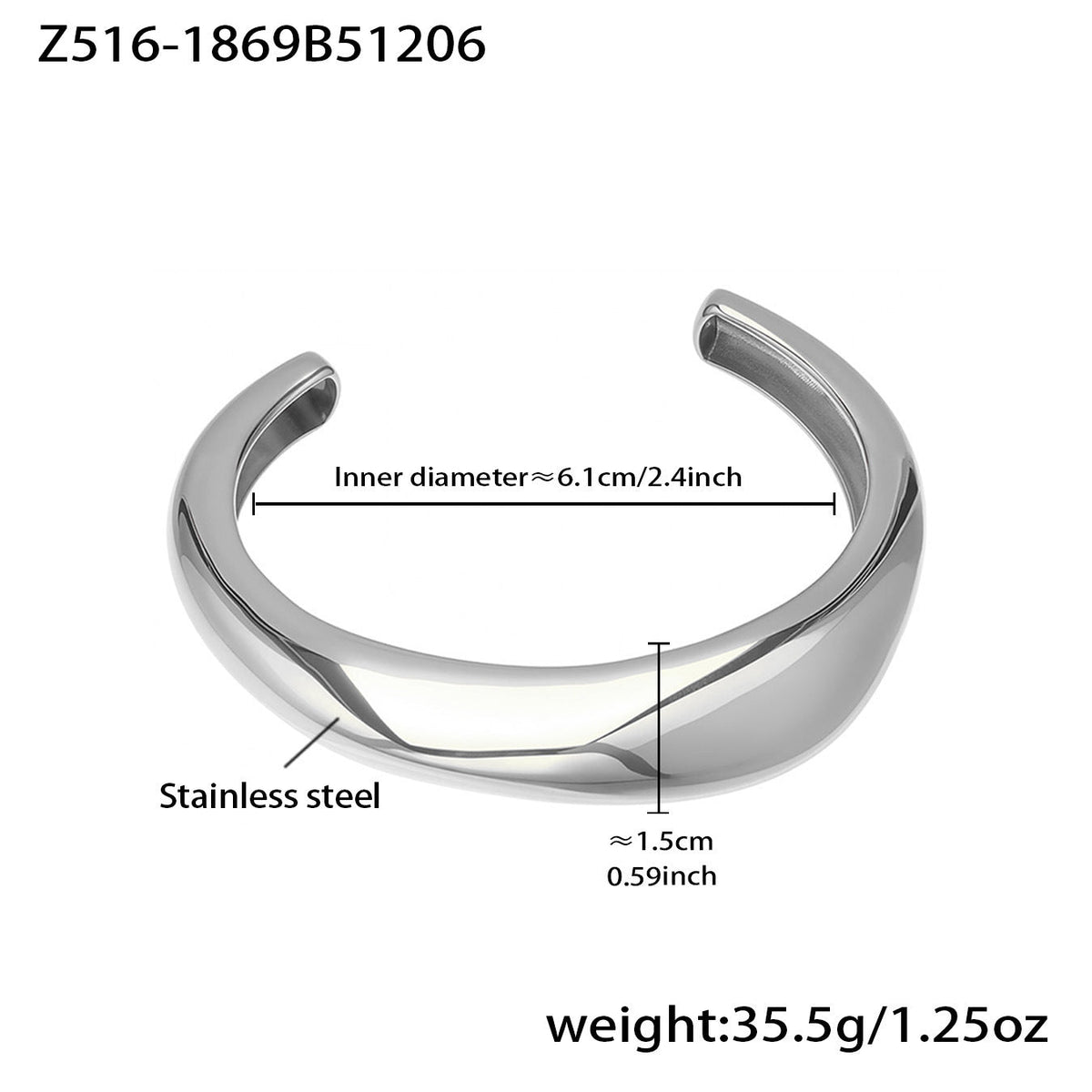 Personalized Glossy Open Stainless Steel Female Bracelet