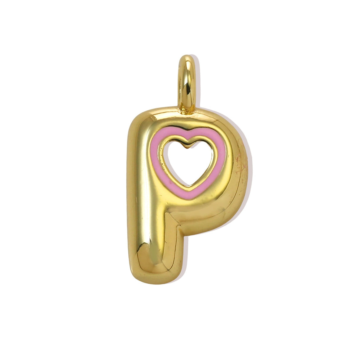 Xi English Letter Gold Simple Heart-shaped Pendant