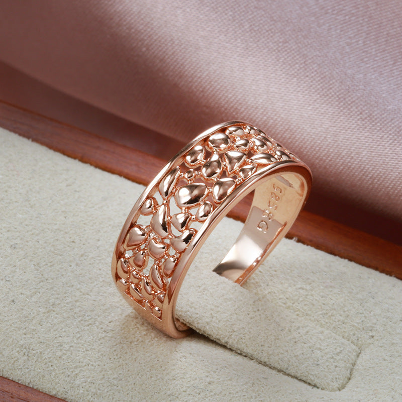 Women's Vintage Hollow Rose Gold Plated Carved Pattern Direct Ring