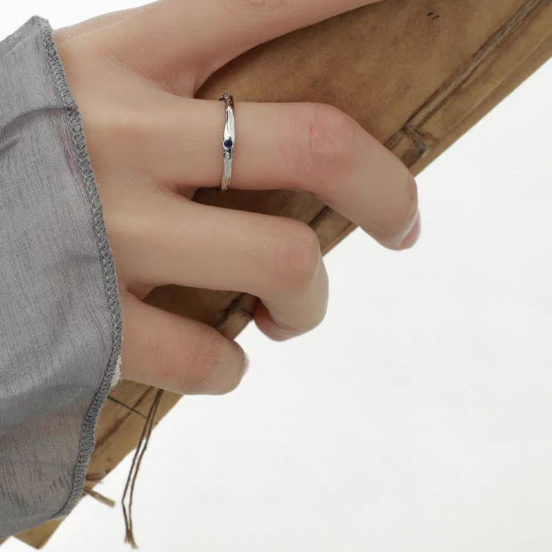 Women's Blue Zircon Irregular Korean Style Simple Design High-grade Texture Rings