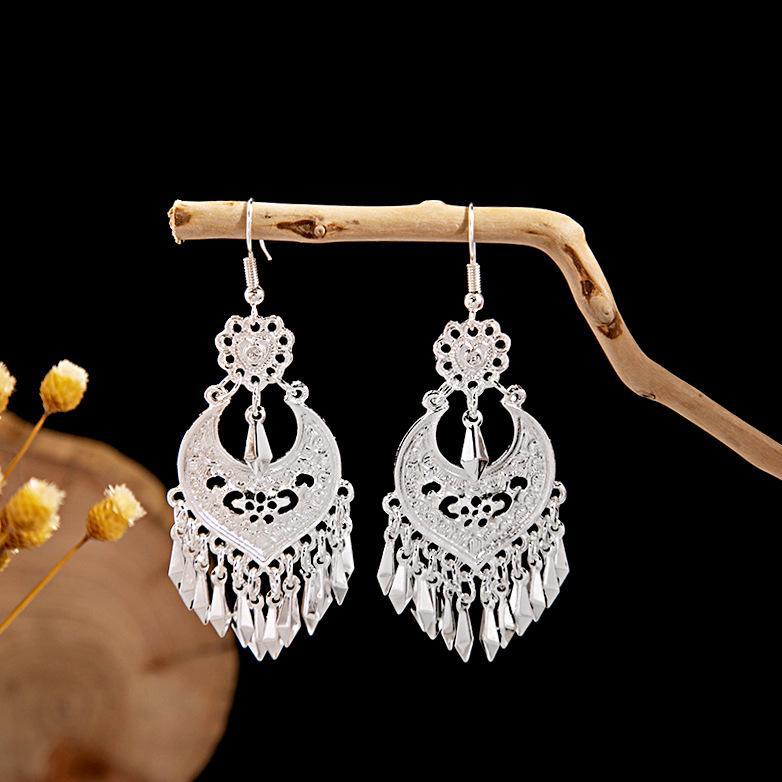 Colorful Long Feather Tassel Scenic Spot Earrings