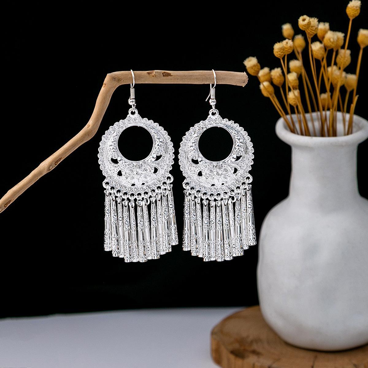 Colorful Long Feather Tassel Scenic Spot Earrings