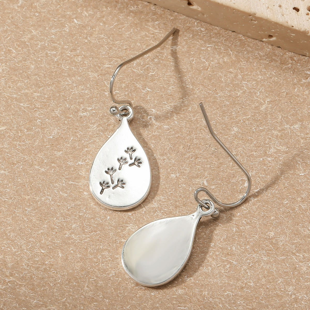Couple Carved Vintage Flower Dandelion Asymmetric Minimalist Design Ethnic Style Earrings