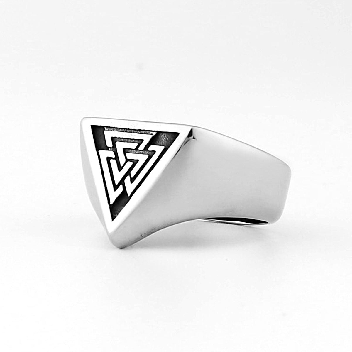 Men's Viking Triangle Rune Titanium Steel Simple Punk Popular Ring