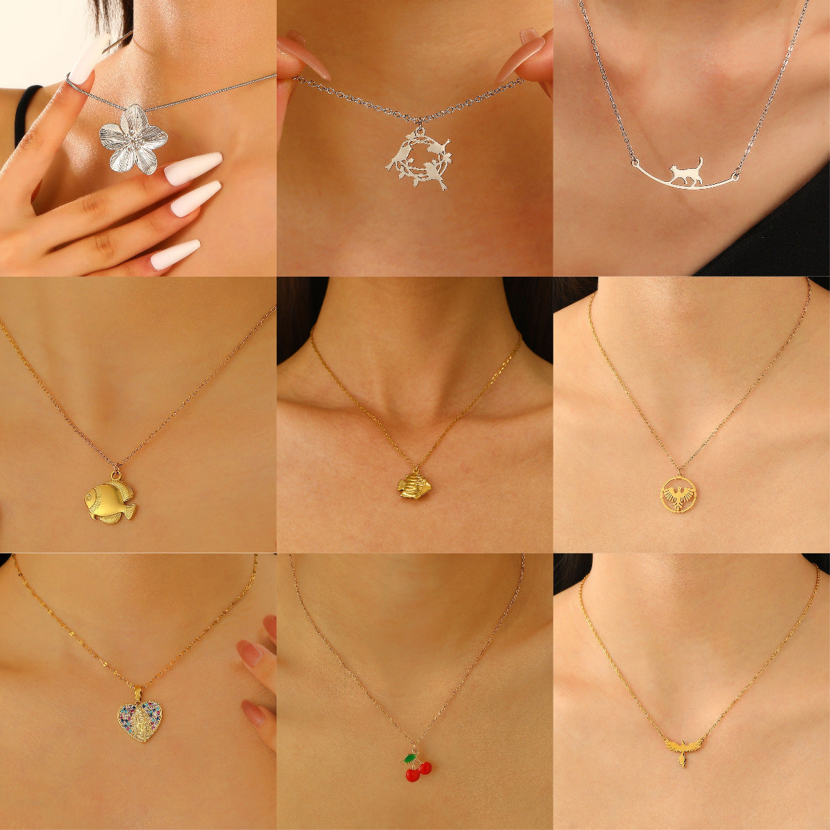 Women's Drop Flower Stainless Steel High-grade Cold Style Necklace