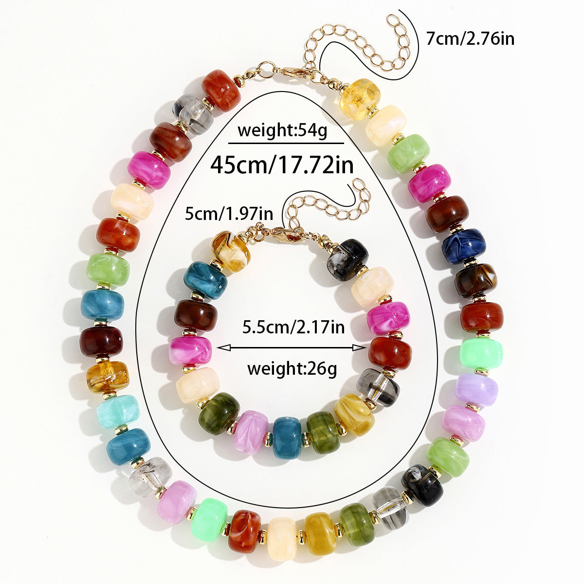 Colorful Acrylic Bead Dopamine Fashion Bohemian Jewelry Set