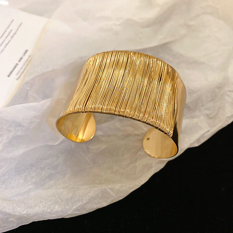 Metallic Striped Geometric Cross Flowers Openings Niche Exaggerated High Bracelet