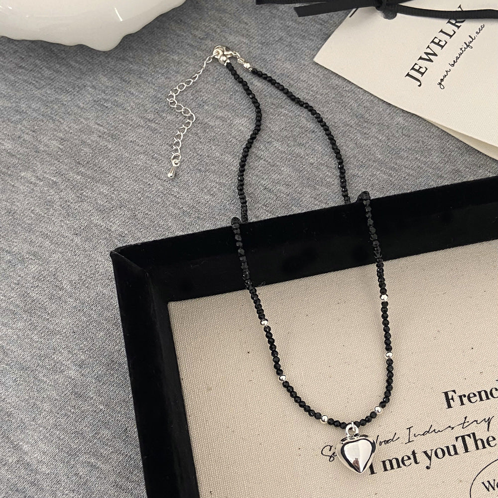 Black Pointed Crystal Clavicle Chain Love National Style High-grade Collar Pendants