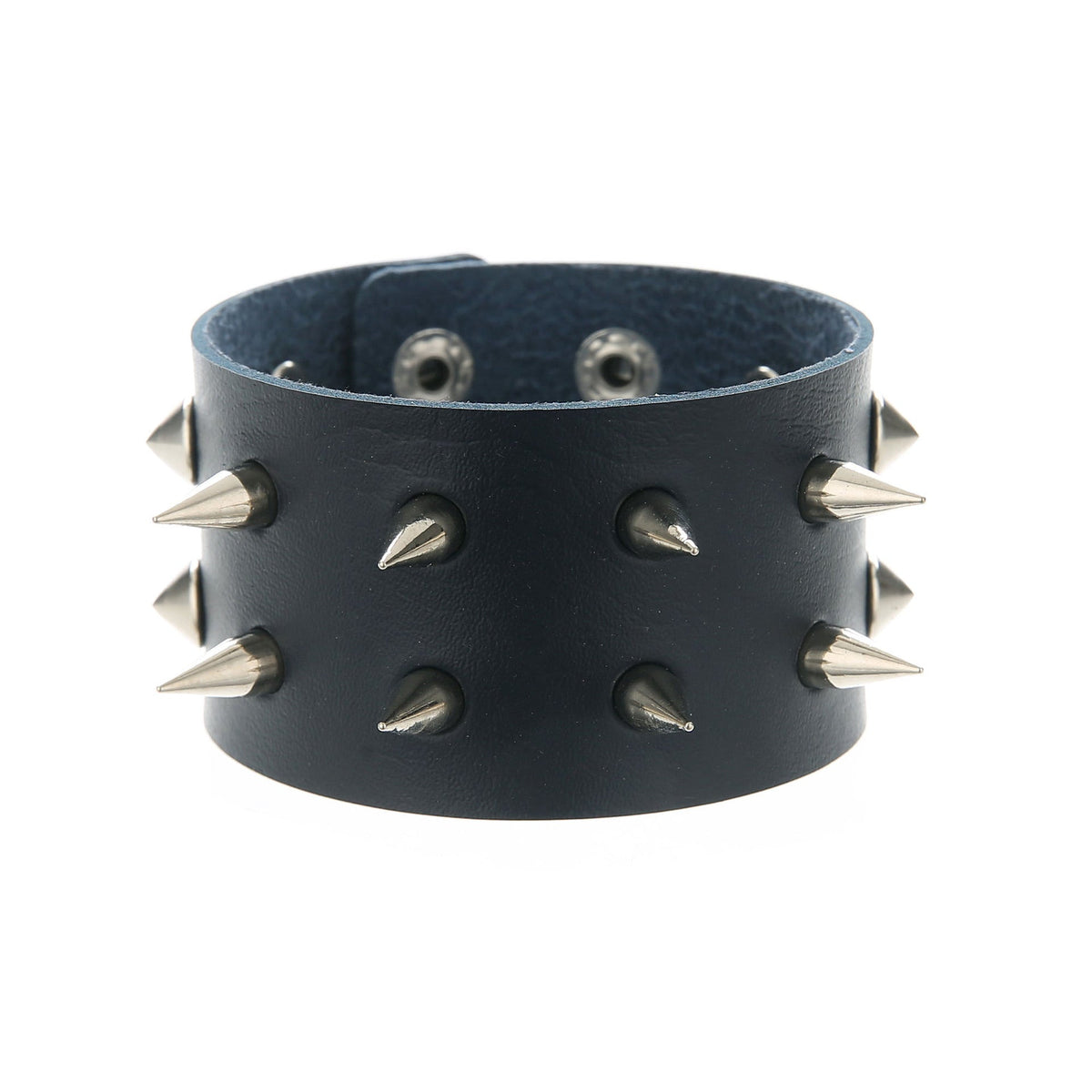 Punk Double Row Alloy Spike Couple Leather Rock Stainless Bracelet