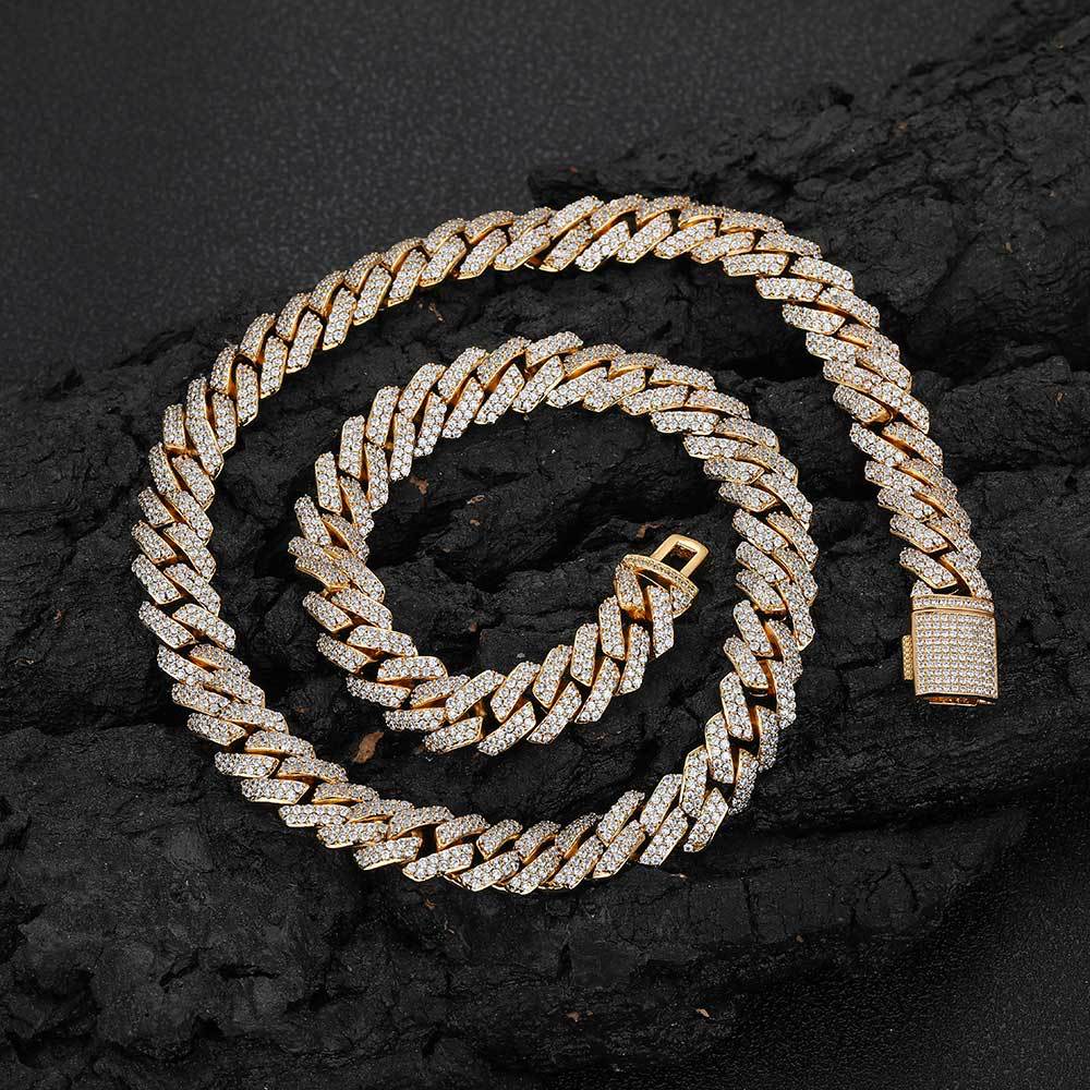 Men's Rhombus Cuban Link Chain Full Rhinestone Necklaces