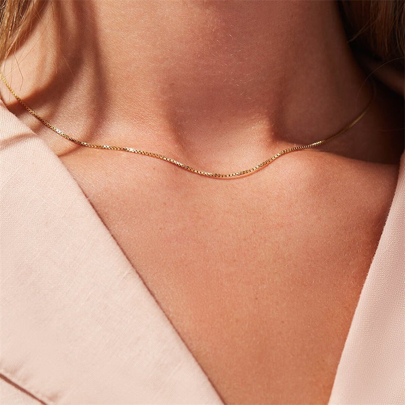 Fashion Simple Box Chain Clavicle Gold-plated Necklace