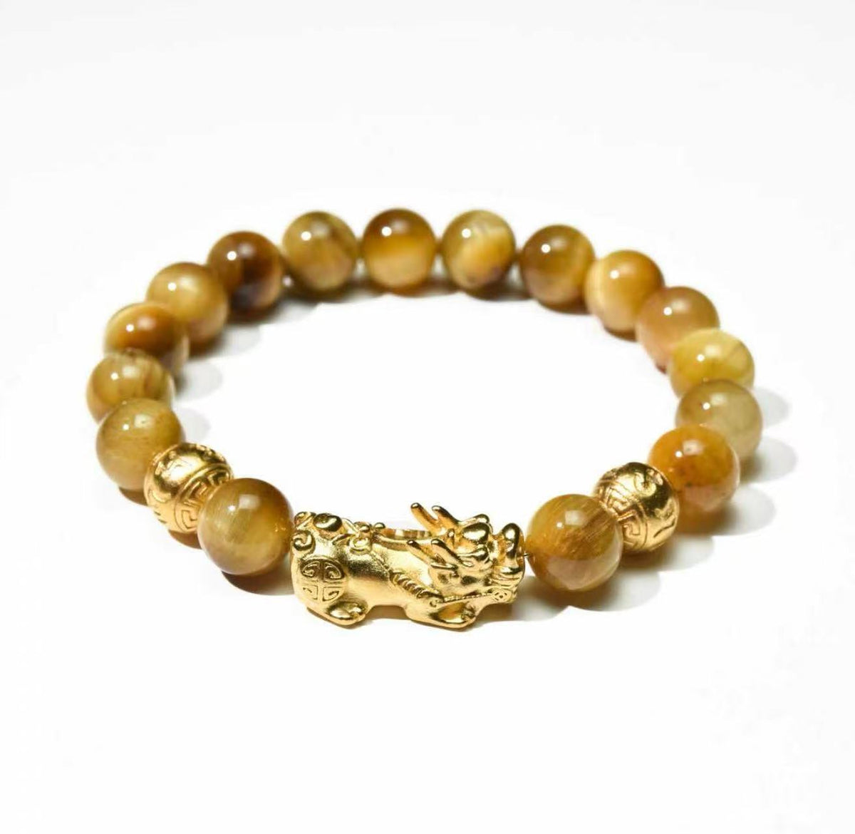 Men's Obsidian Alluvial Gold Lucky Ethnic Style Six Bracelet