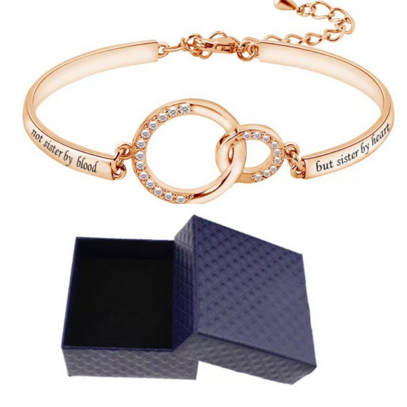 Rhinestone Peach Heart Good Sisters Girlfriends Bracelets