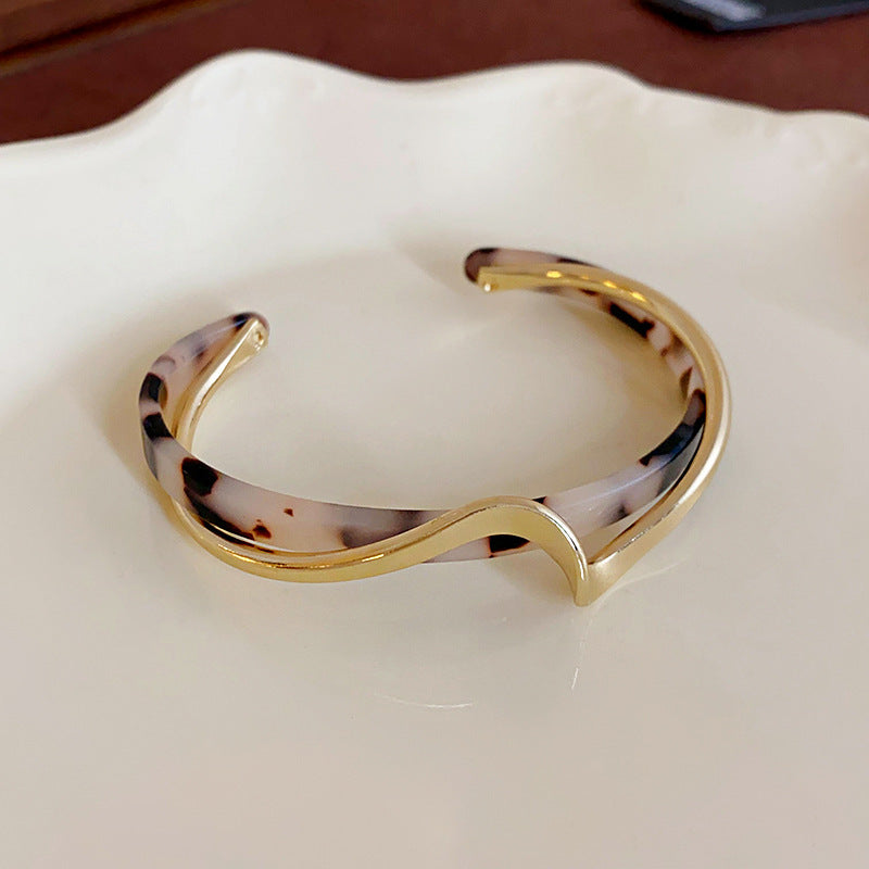 Metallic Striped Geometric Cross Flowers Openings Niche Exaggerated High Bracelet