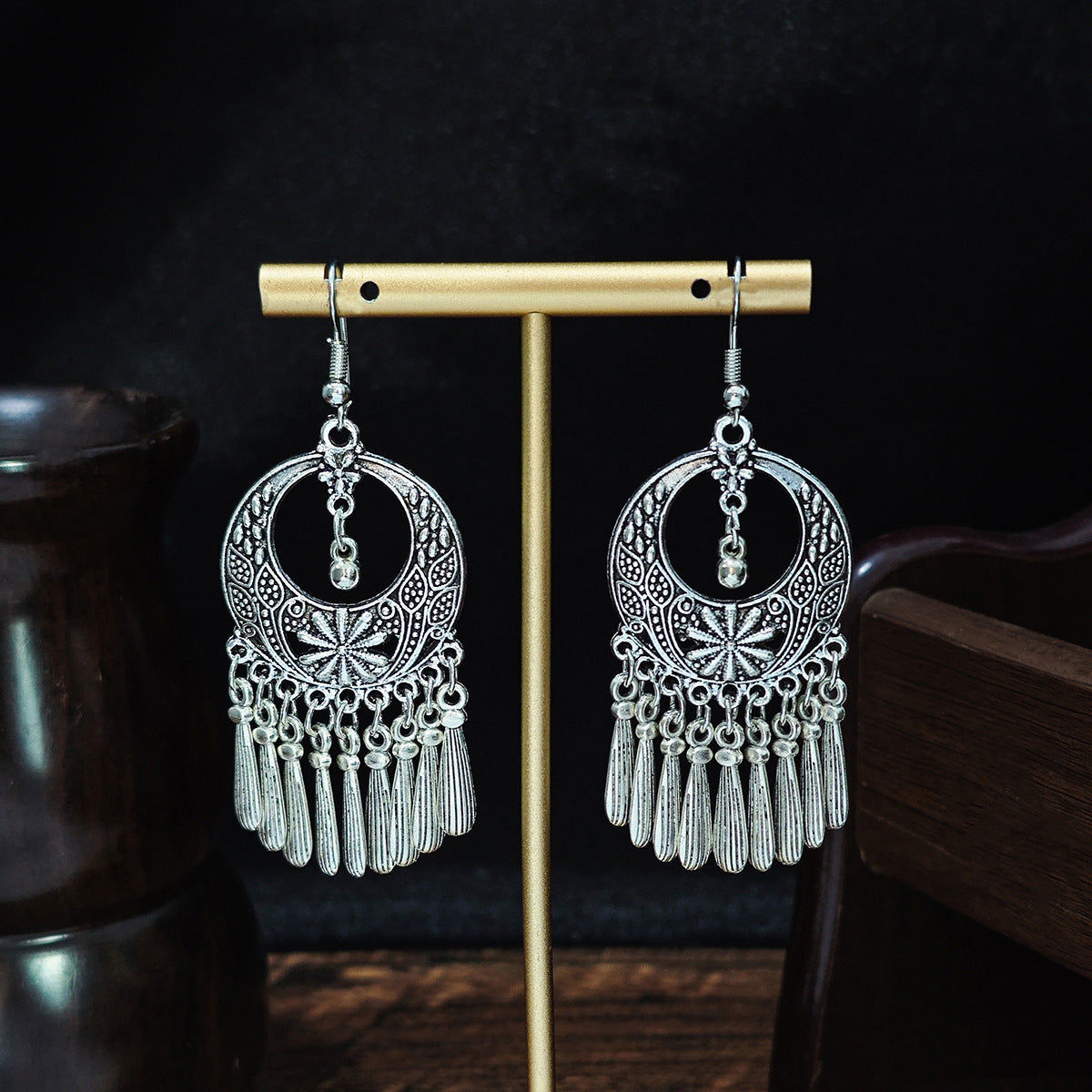 Bohemian Ethnic Style Geometric Water Drop Retro Tourist Attractions Long Earrings