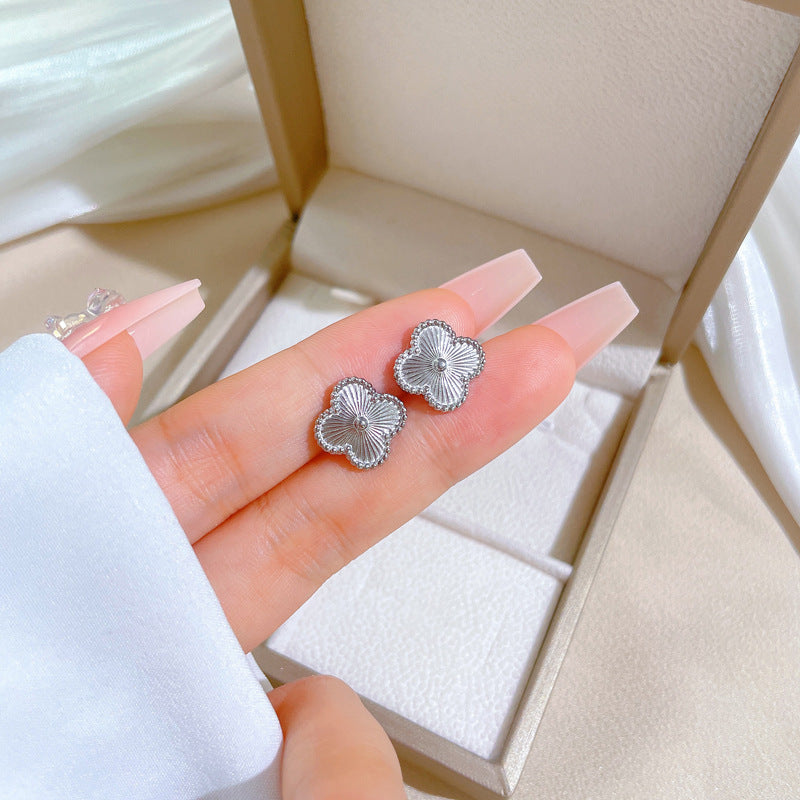 Women's & Men's Titanium Steel Retro Clover Minimalist Cold Graceful Personality Earrings