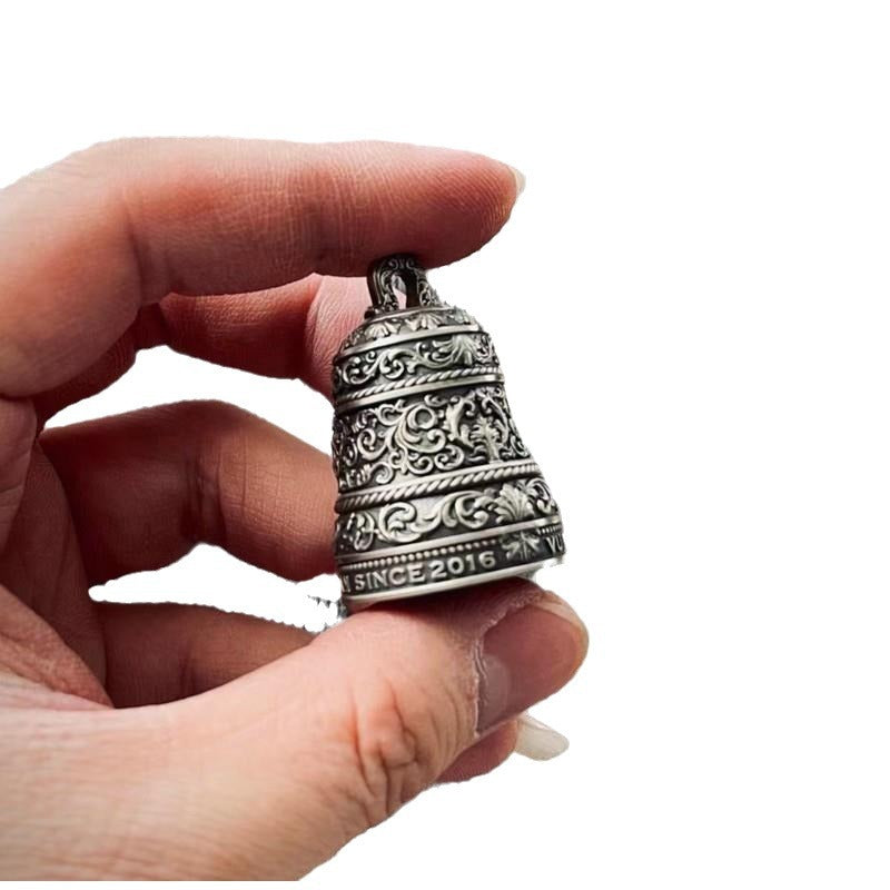 Sier Lion Bell Personalized Carving Inlaid Pendant