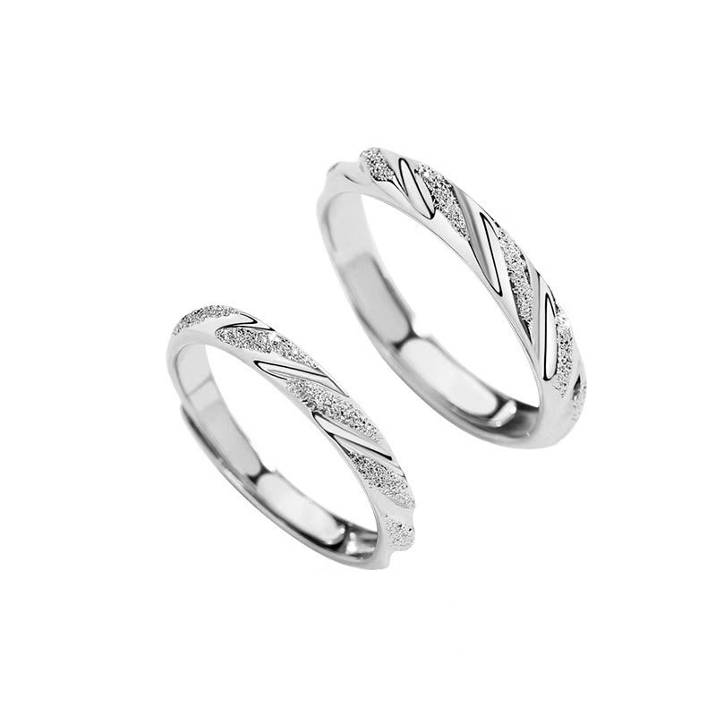 Women's & Men's Style Frosted Couple Fashion Simple Bevel Cut Rings