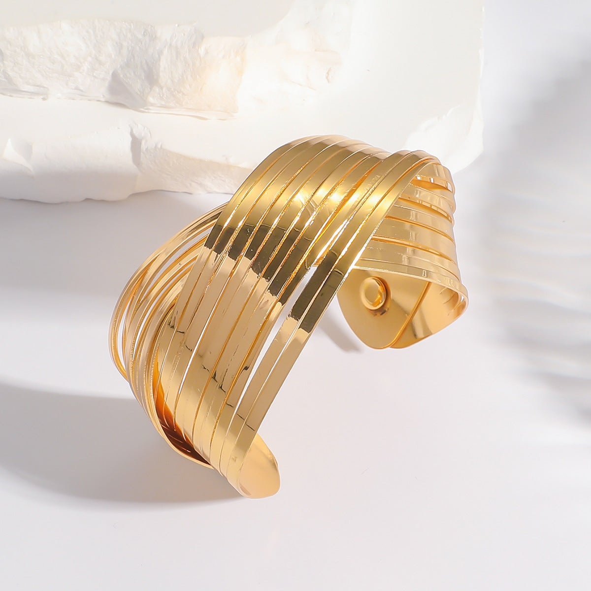 French Simplicity Design Sense Open-end Polished Niche Retro Hollow Bracelets