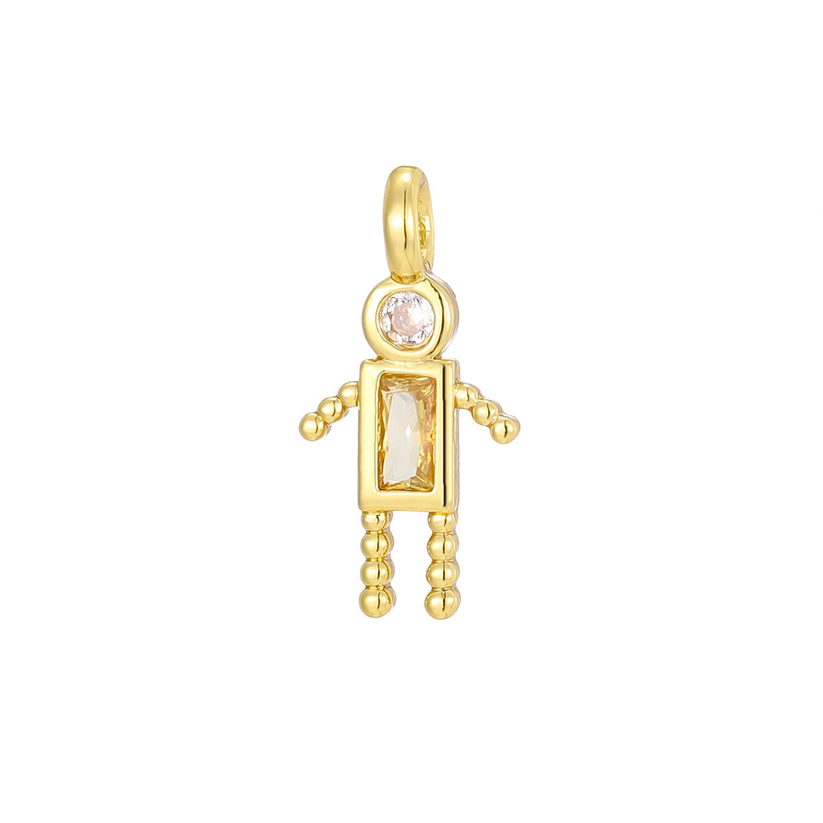 Boys Color Birthstone Gold Micro Inlaid Pendants