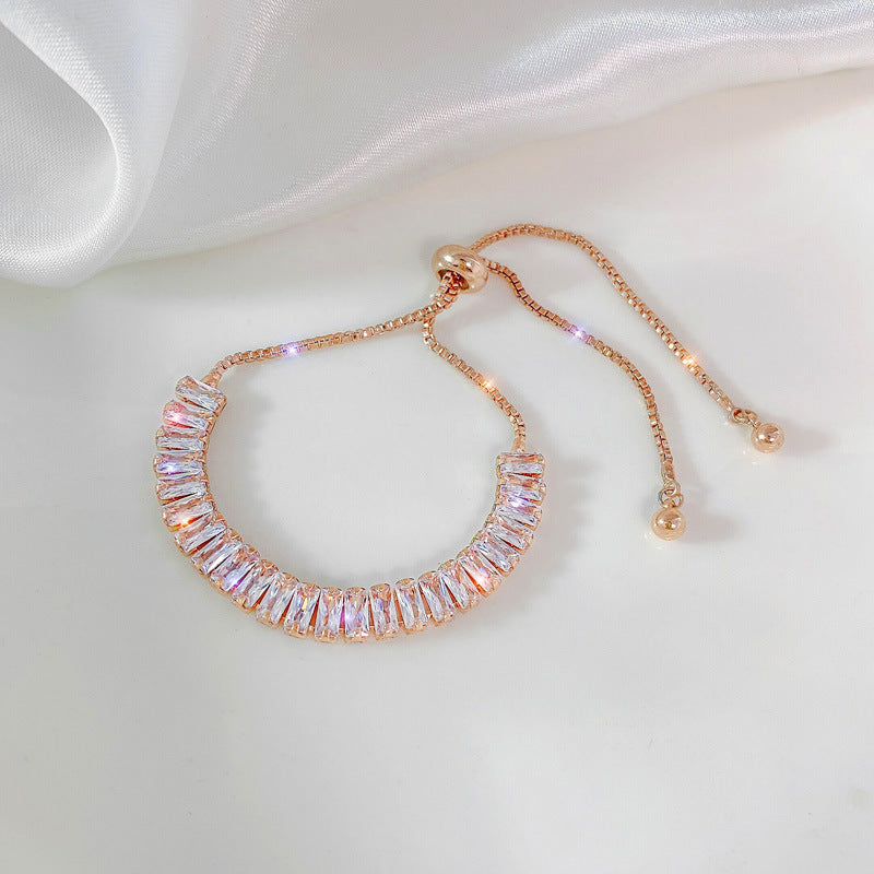 Super Flash Light Luxury Full Rhinestone Zircon Design Pull Bracelets