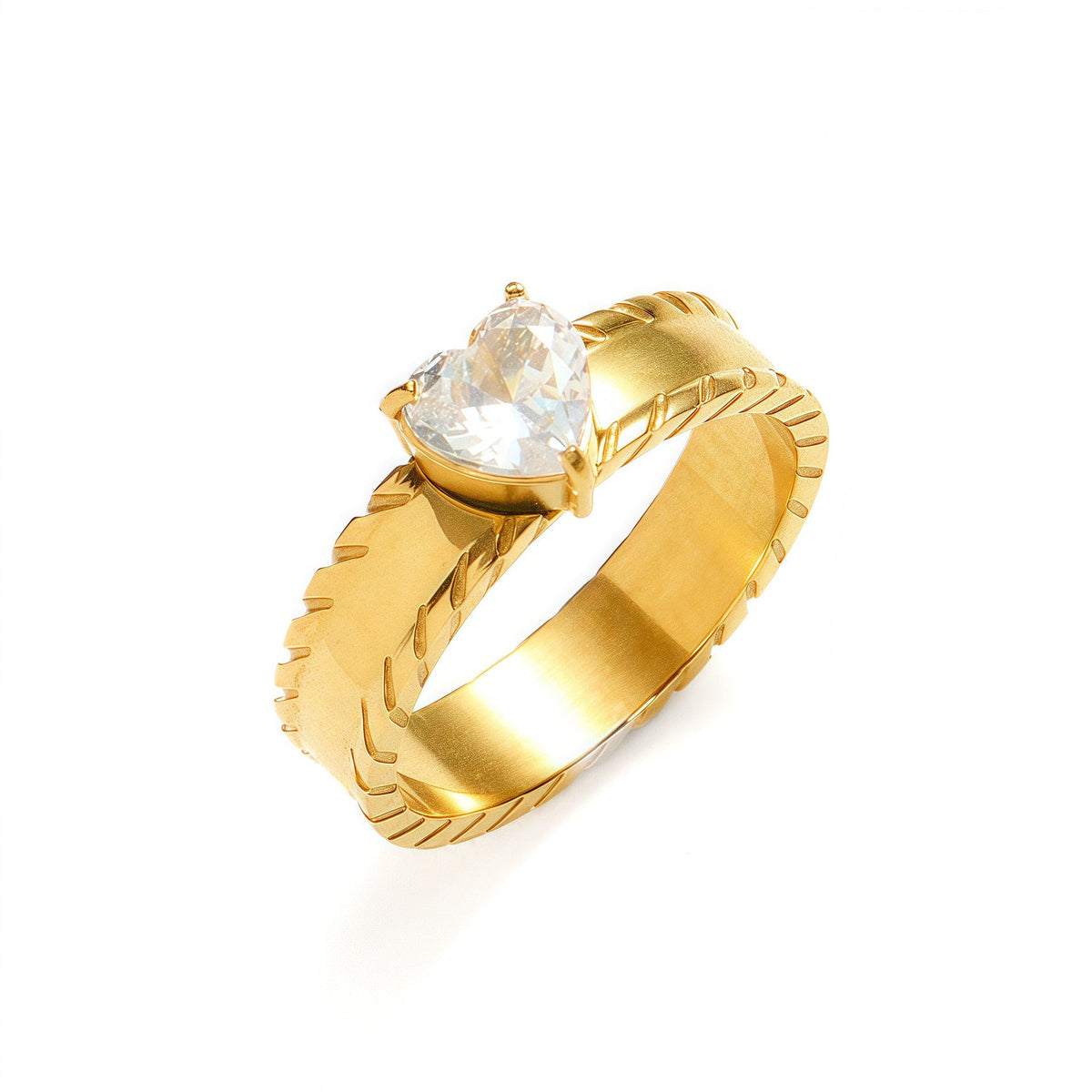 Women's Affordable Luxury Fashion Loving Heart Zircon Temperamental Popular Personality Titanium Ring