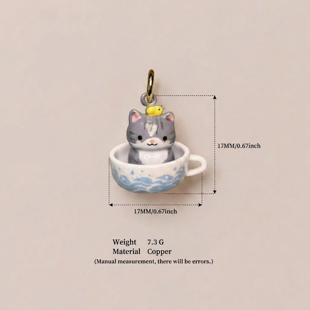 Tea Cup Animal Series Fox Penguin Rabbit Panda Pendant
