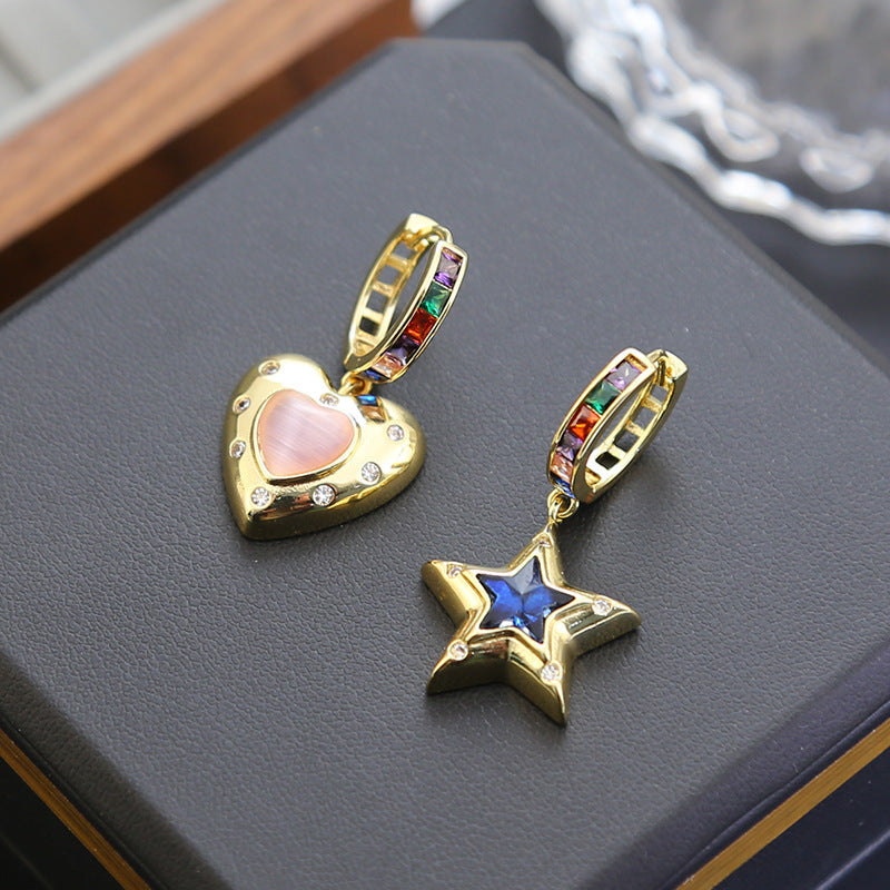 Loving Heart Zircon Personalized Temperament High-grade Light Earrings