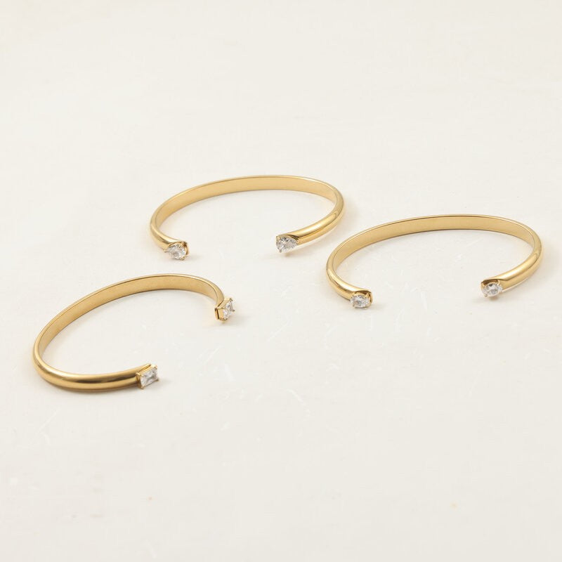 Two Water Drops Zircon Titanium Steel Bracelets