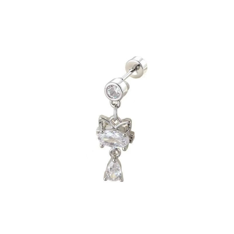Collection Ear Bone Medical Titanium Steel Cartoon Hello Kitty Earrings