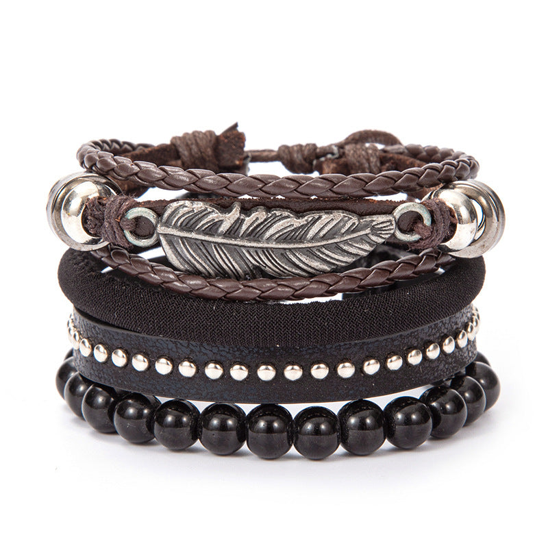 Retro Alloy Leather Fashionable Ethnic Style Wax Bracelets