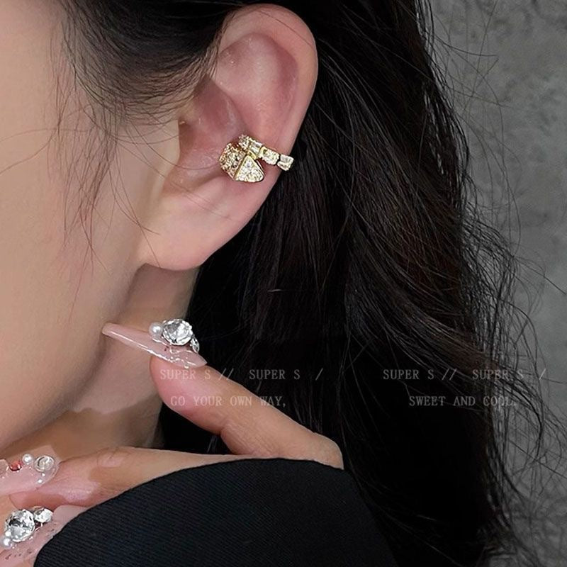 Sparkling Full Rhinestone Snake-shaped Bone High-grade Earrings