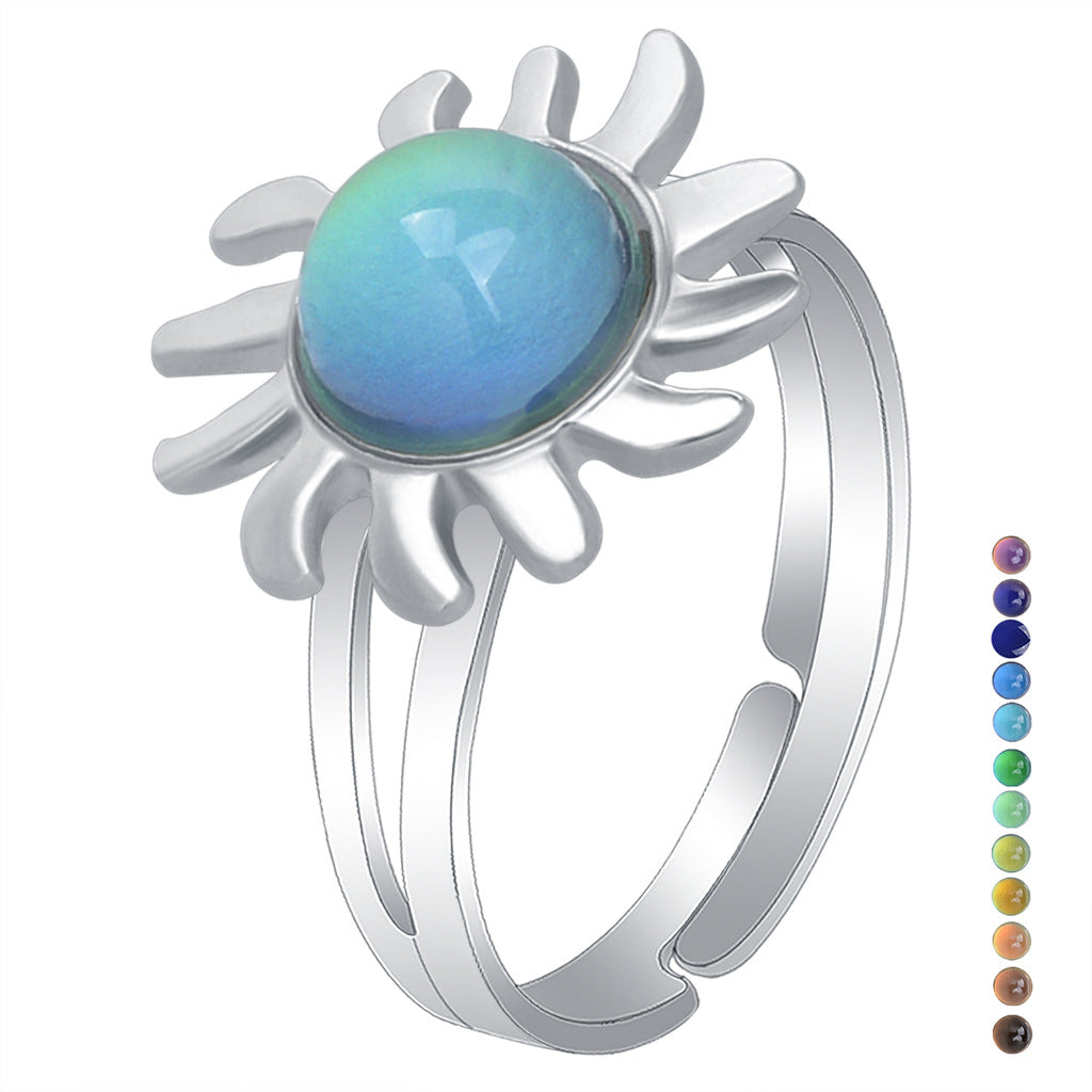 Fashion Charm Female High Profile Retro Gem Temperature Change Ring