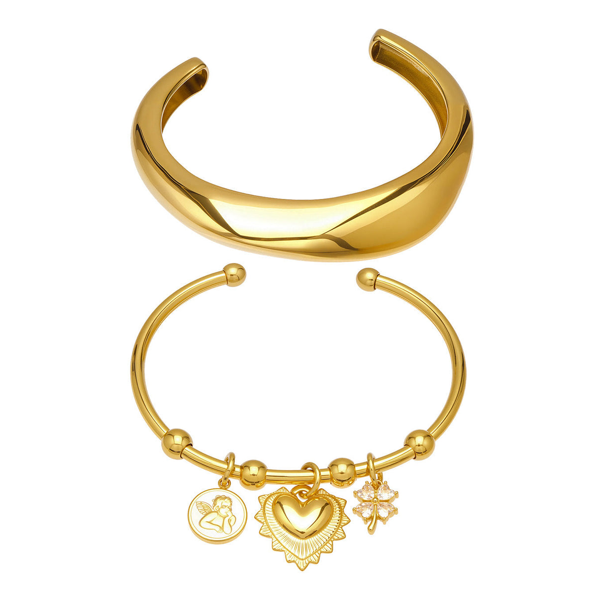 Personalized Glossy Open Stainless Steel Female Bracelet