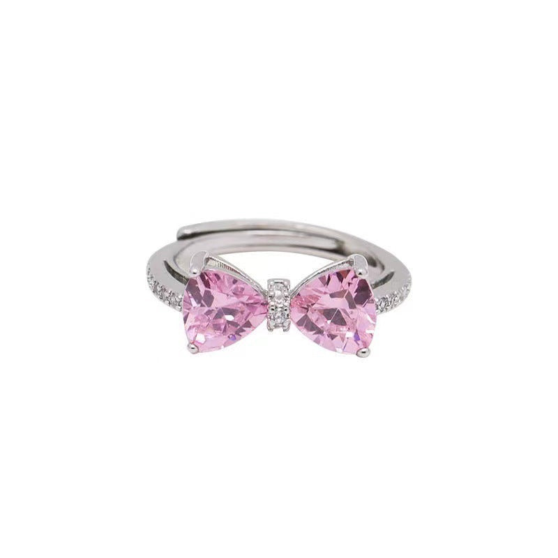 Castle Pink Bow Open Female Diamond Ring