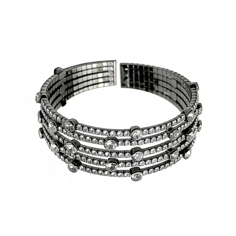 Opening Full Diamond Steel Wire Elastic Bracelet