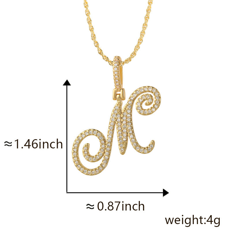 Hop Flower Body Grass English Letter Niche Style Inlaid Zircon Pendants