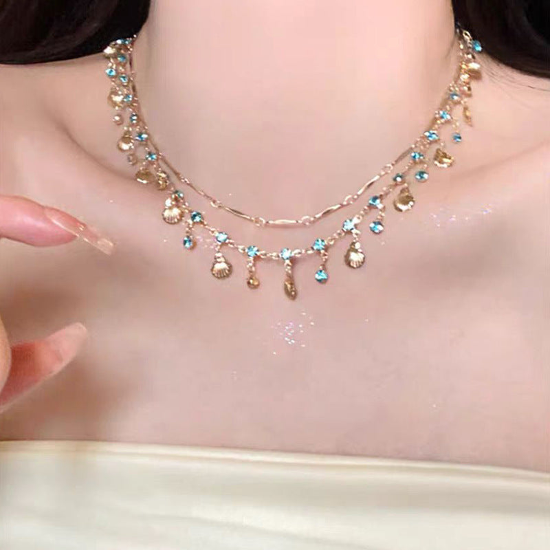 Exotic Twin Shell High-grade Female Niche Design Necklace