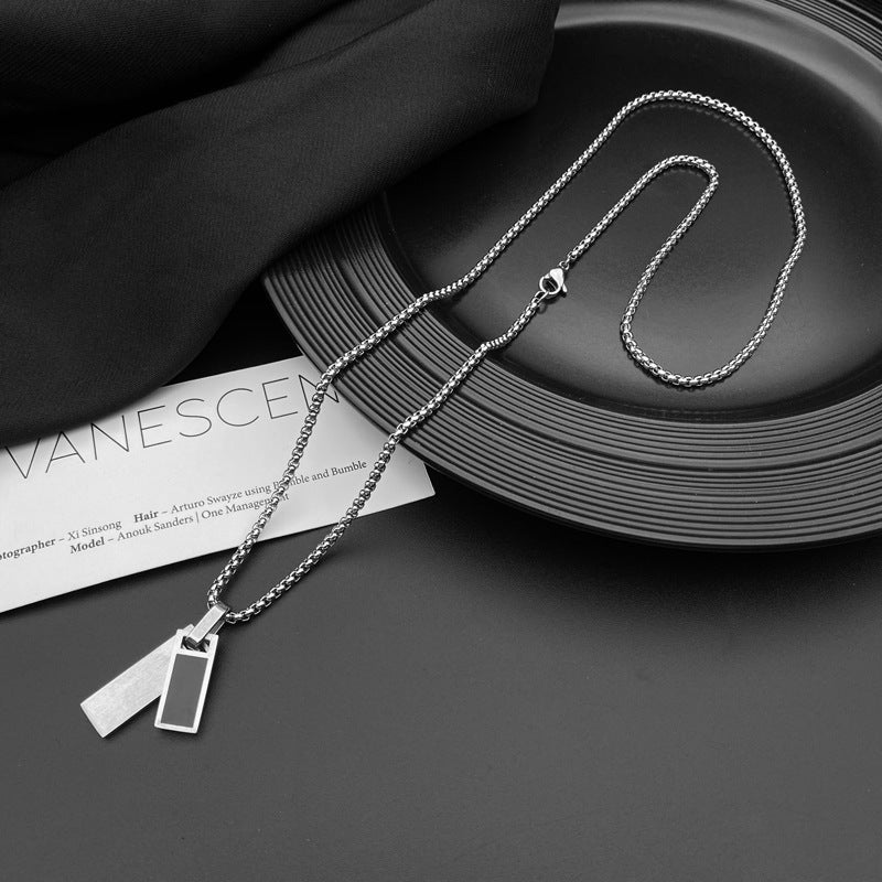 Women's & Men's Niche Street Style Hipster Contrast Color Square Pendant