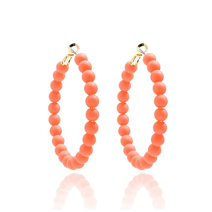 Women's Summer Colorful Acrylic Beads Round Bohemian Earrings