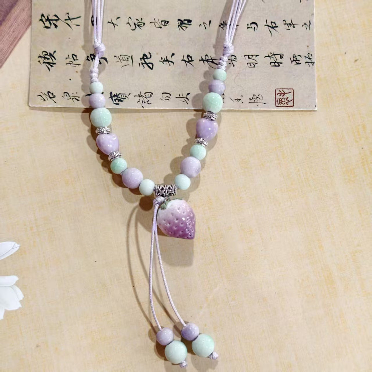 Women's Retro Ethnic Style Ceramic Butterfly Bell Fashionable Necklace